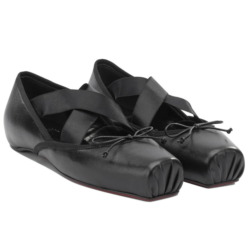 NWT Christian Louboutin  Black Cassiasticina Leather Ballerina Flats 35.5 - Picture 3 of 11